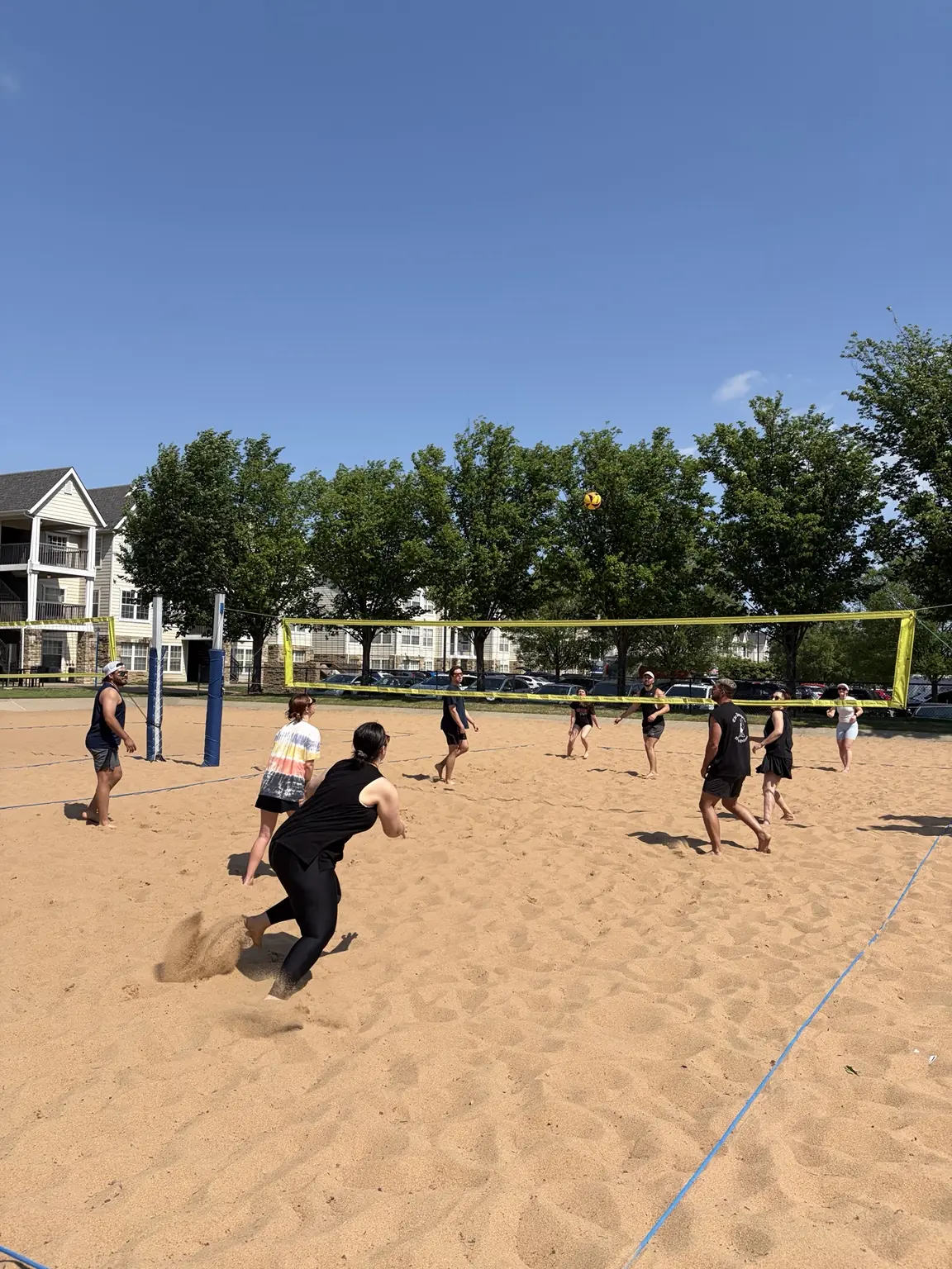 Sandline players spread across a full court during a Saturday game
